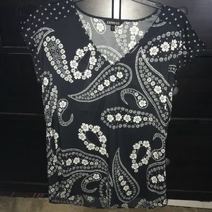 Black and White Express Floral Print Blouse